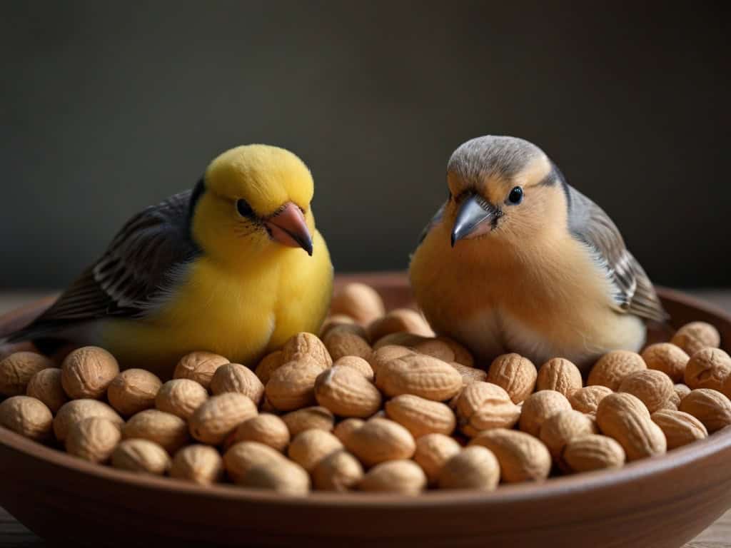birds eating peanuts
